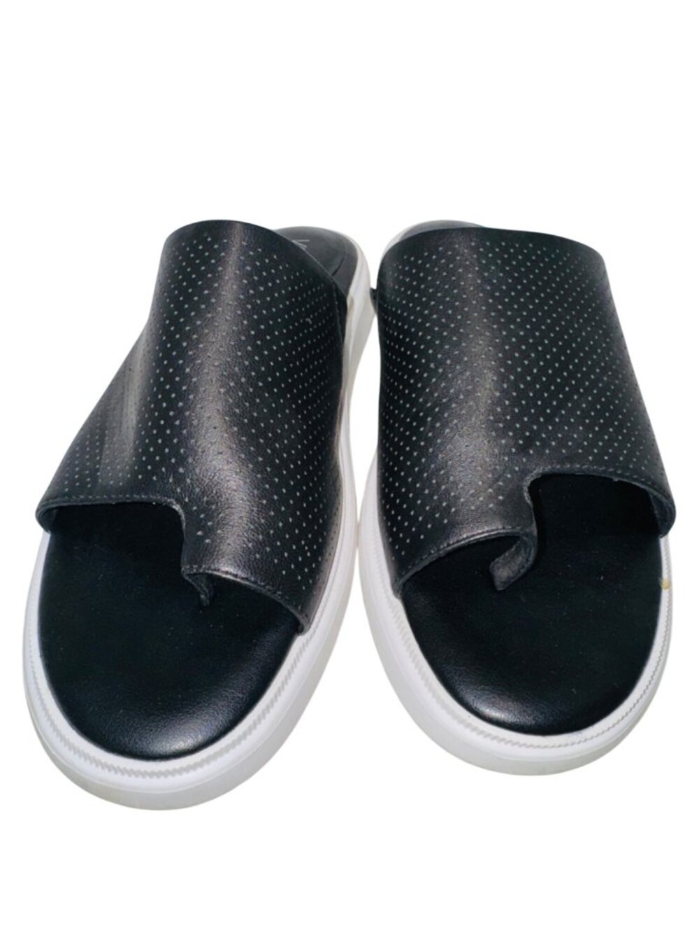 Vaneli Colver Perforated Black Leather Comfort Cushioned Slide Sandals Size 8M - Picture 4 of 11